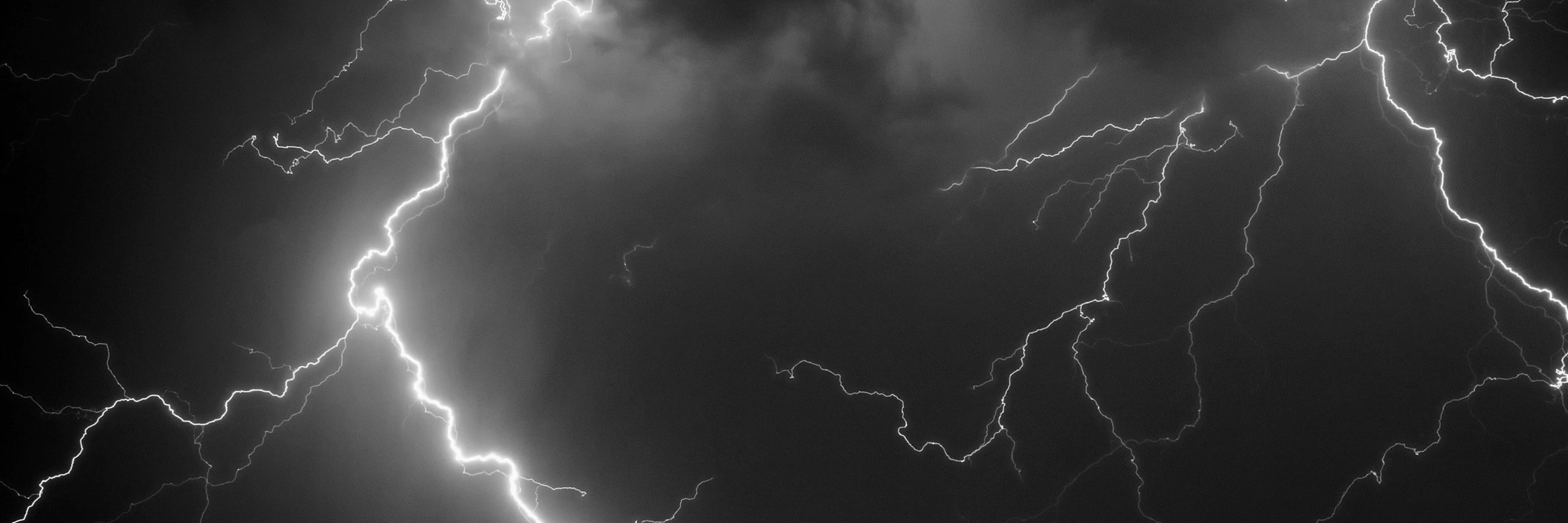 Lightning bolts in the night sky