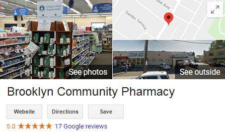 Google business listing for an independent pharmacy