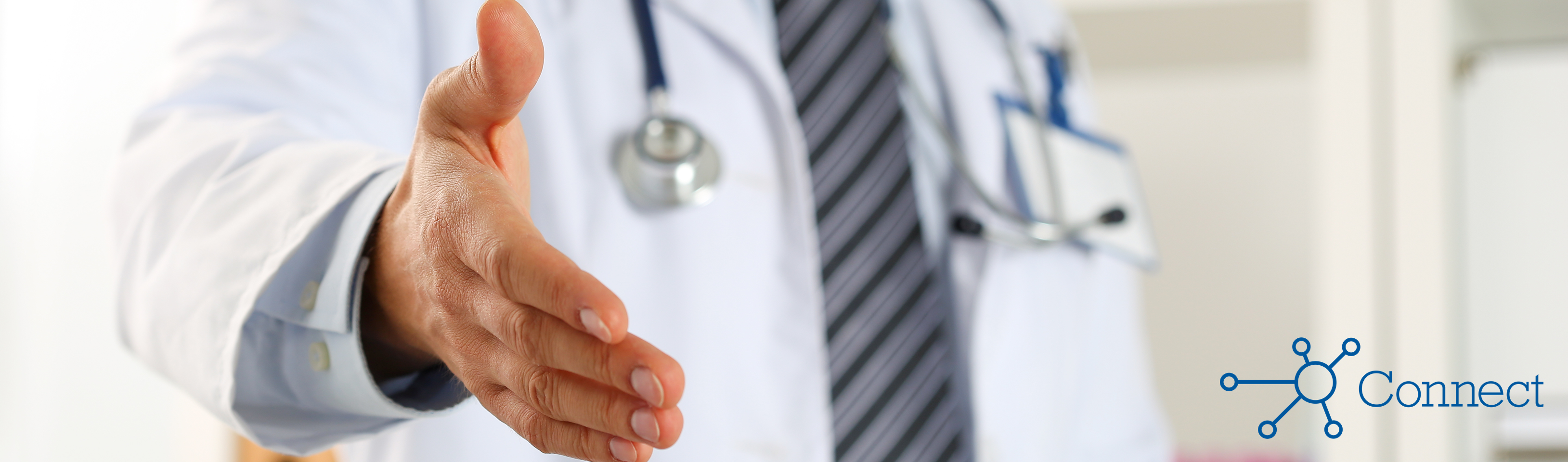 A doctor extending his hand to shake hands