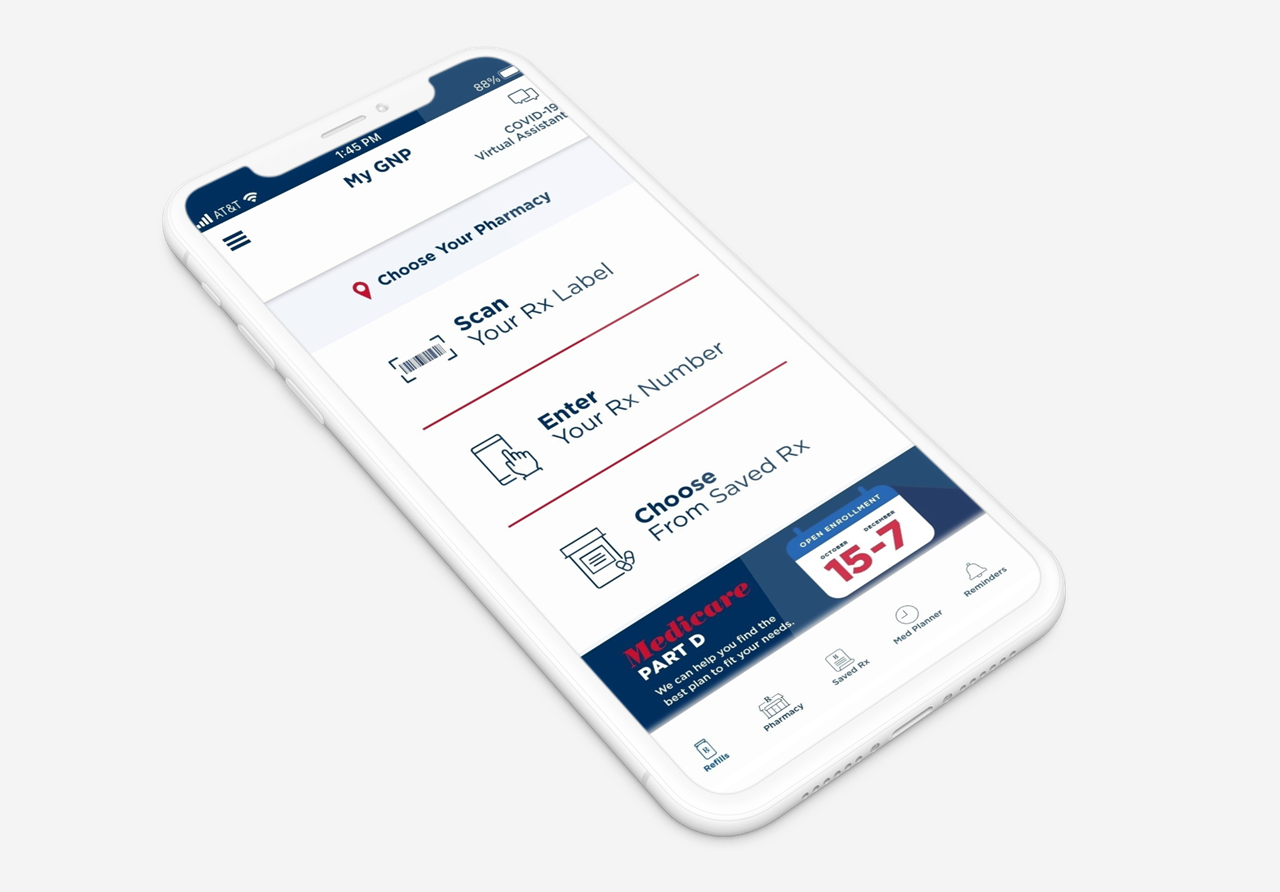 A smartphone displaying the My GNP mobile app